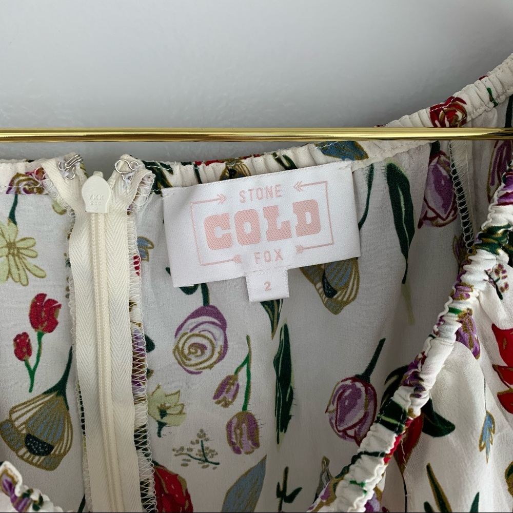 STONE COLD FOX Versilia Midi Dress White Floral - Picture 6 of 6